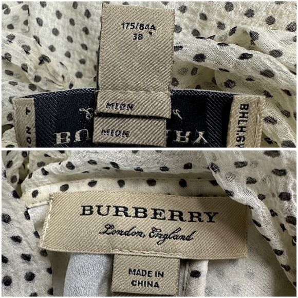 Burberry London England Dresse Silk Polka Dot bow neck sz 38 US 4 - Picture 16 of 16